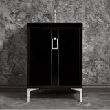 Linkasink - Tuxedo 24'' Wide Black Vanity with Polished Nickel Coach Pull and Hardware, 24'' x 22'' x 33.5'' (without vanity top) - Black with Polished Nickel Hardware