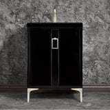 Linkasink - Tuxedo 24'' Wide Black Vanity with Satin Nickel Coach Pull and Hardware, 24'' x 22'' x 33.5'' (without vanity top) - Black with Satin Nickel Hardware