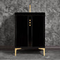 Linkasink - Tuxedo 24'' Wide Black Vanity with Polished Brass Buttons and Hardware, 24'' x 22'' x 33.5'' (without vanity top) - Black with Polished Brass Hardware
