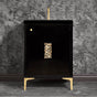 Linkasink - Frame 24'' Wide Black Vanity with Polished Brass Coral Grate and Legs, 24'' x 22'' x 33.5'' (without vanity top) - Black with Polished Brass Hardware