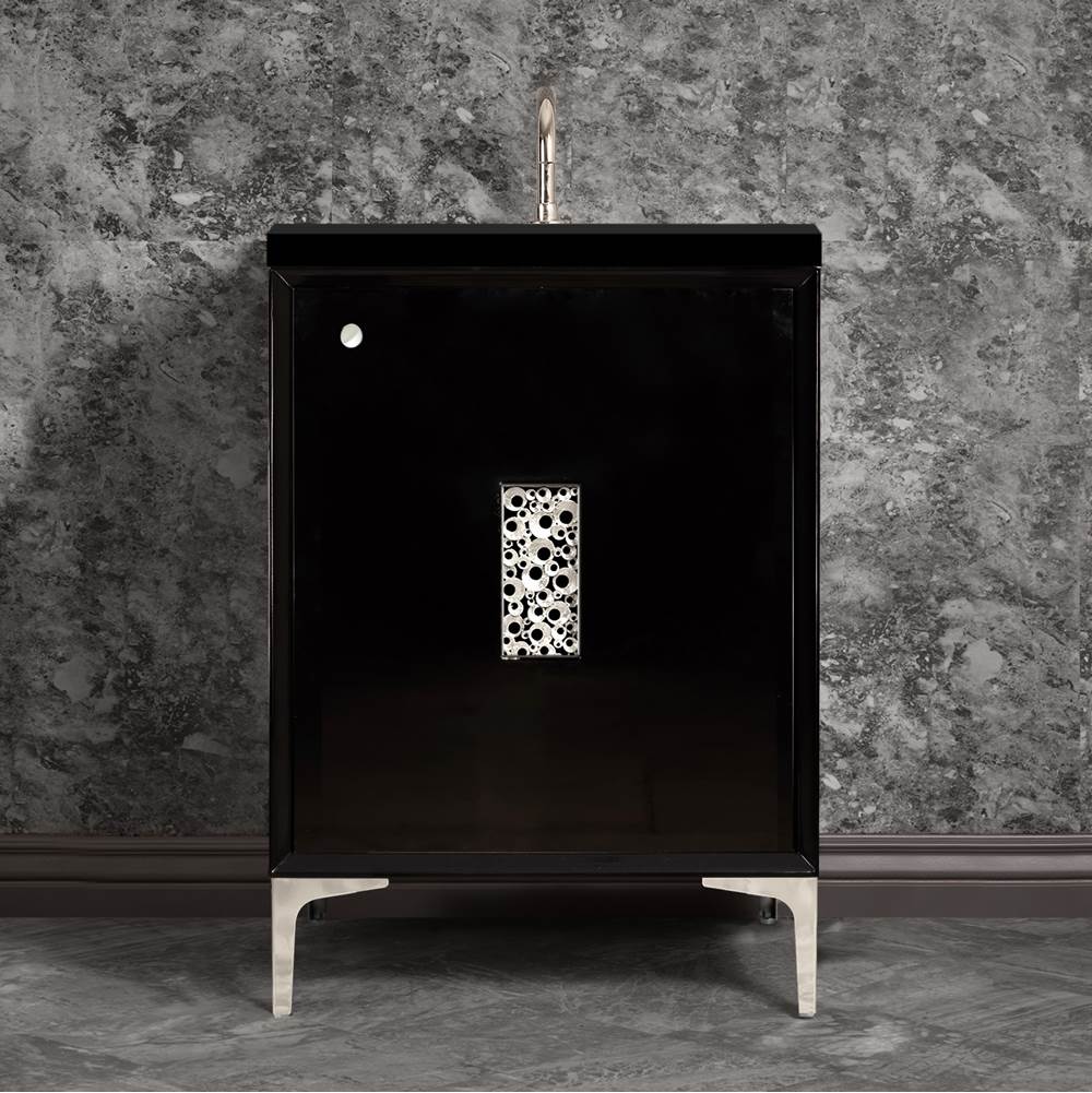Linkasink - Frame 24'' Wide Black Vanity with Polished Nickel Coral Grate and Legs, 24'' x 22'' x 33.5'' (without vanity top) - Black with Polished Nickel Hardware