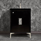 Linkasink - Frame 24'' Wide Black Vanity with Satin Nickel Coral Grate and Legs, 24'' x 22'' x 33.5'' (without vanity top) - Black with Satin Nickel Hardware