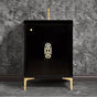 Linkasink - Frame 24'' Wide Black Vanity with Polished Brass Deco Grate and Legs, 24'' x 22'' x 33.5'' (without vanity top) - Black with Polished Brass Hardware