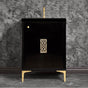 Linkasink - Frame 24'' Wide Black Vanity with Polished Brass Filigree Grate and Legs, 24'' x 22'' x 33.5'' (without vanity top) - Black with Polished Brass Hardware