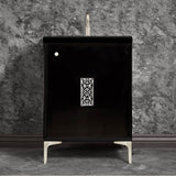 Linkasink - Frame 24'' Wide Black Vanity with Satin Nickel Filigree Grate and Legs, 24'' x 22'' x 33.5'' (without vanity top) - Black with Satin Nickel Hardware