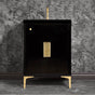 Linkasink - Frame 24'' Wide Black Vanity with Polished Brass Louver Grate and Legs, 24'' x 22'' x 33.5'' (without vanity top) - Black with Polished Brass Hardware