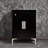 Linkasink - Frame 24'' Wide Black Vanity with Polished Nickel Louver Grate and Legs, 24'' x 22'' x 33.5'' (without vanity top) - Black with Polished Nickel Hardware