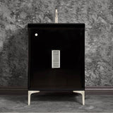 Linkasink - Frame 24'' Wide Black Vanity with Satin Nickel Louver Grate and Legs, 24'' x 22'' x 33.5'' (without vanity top) - Black with Satin Nickel Hardware