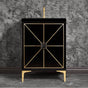 Linkasink - Divergence with 3'' Black Artisan Glass Prism, 24'' Wide Vanity, Black, Polished Brass Hardware with White Glass, 24'' x 22'' x 33.5'' (without vanity top) - Polished Brass with Black Glass