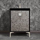 Linkasink - MOTHER OF PEARL with 3'' Artisan Glass Prism Hardware 24'' Wide Vanity, Black, Satin Nickel Hardware, 24'' x 22'' x 33.5'' (without vanity top) - Satin Nickel with Ã‰glomisÃ© Prism Glass