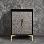 Linkasink - Mother of Pearl with 8'' Black Tiger Artisan Glass Prism, 24'' Wide Vanity, Black, Satin Brass Hardware with White Glass, 24'' x 22'' x 33.5'' (without vanity top) - Satin Brass with Black Tiger Prism Glass