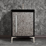 Linkasink - MOTHER OF PEARL with 18'' Artisan Glass Prism Hardware 24'' Wide Vanity, Black, Polished Nickel Hardware, 24'' x 22'' x 33.5'' (without vanity top) - Polished Nickel with Ã‰glomisÃ© Prism Glass