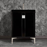 Linkasink - TUXEDO with 3'' Artisan Glass Prism Hardware 24'' Wide Vanity, Black, Polished Nickel Hardware, 24'' x 22'' x 33.5'' (without vanity top) - Polished Nickel with Ã‰glomisÃ© Prism Glass
