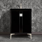 Linkasink - TUXEDO with 3'' Artisan Glass Prism Hardware 24'' Wide Vanity, Black, Satin Nickel Hardware, 24'' x 22'' x 33.5'' (without vanity top) - Satin Nickel with Ã‰glomisÃ© Prism Glass
