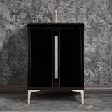 Linkasink - TUXEDO with 18'' Artisan Glass Prism Hardware 24'' Wide Vanity, Black, Polished Nickel Hardware, 24'' x 22'' x 33.5'' (without vanity top) - Polished Nickel with Ã‰glomisÃ© Prism Glass