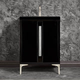 Linkasink - TUXEDO with 18'' Artisan Glass Prism Hardware 24'' Wide Vanity, Black, Satin Nickel Hardware, 24'' x 22'' x 33.5'' (without vanity top) - Satin Nickel with Ã‰glomisÃ© Prism Glass