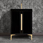 Linkasink - TUXEDO with 18'' Artisan Glass Pyramid Hardware 24'' Wide Vanity, Black, Polished Brass Hardware, 24'' x 22'' x 33.5'' (without vanity top) - Polished Brass with Ã‰glomisÃ© Pyramid Glass