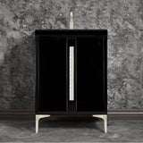 Linkasink - TUXEDO with 18'' Artisan Glass Pyramid Hardware 24'' Wide Vanity, Black, Satin Nickel Hardware, 24'' x 22'' x 33.5'' (without vanity top) - Satin Nickel with Eglomise Pyramid Glass