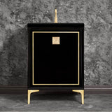 Linkasink - LINEA with 3'' Artisan Glass Prism Hardware 24'' Wide Vanity, Black, Satin Brass Hardware, 24'' x 22'' x 33.5'' (without vanity top) - Satin Brass with Eglomise Prism Glass