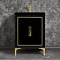 Linkasink - LINEA with 8'' Artisan Glass Prism Hardware 24'' Wide Vanity, Black, Polished Brass Hardware, 24'' x 22'' x 33.5'' (without vanity top) - Polished Brass with Black Tiger Prism Glass