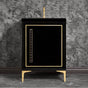Linkasink - LINEA with 18'' Artisan Glass Pyramid Hardware 24'' Wide Vanity, Black, Polished Brass Hardware, 24'' x 22'' x 33.5'' (without vanity top) - Polished Brass with Black Pyramid Glass