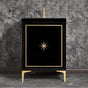 Linkasink - Linea with 3'' Polished Brass Star Hardware, 24'' Wide Vanity, Black, 24'' x 22'' x 33.5'' (without vanity top) - Polished Brass