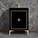 Linkasink - Linea with 3'' Satin Brass Star Hardware, 24'' Wide Vanity, Black, 24'' x 22'' x 33.5'' (without vanity top) - Satin Brass