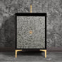 Linkasink - Mother of Pearl with 3'' Polished Brass Star Hardware, 24'' Wide Vanity, Black, 24'' x 22'' x 33.5'' (without vanity top) - Polished Brass