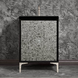 Linkasink - Mother of Pearl with 3'' Polished Nickel Star Hardware, 24'' Wide Vanity, Black, 24'' x 22'' x 33.5'' (without vanity top) - Polished Nickel
