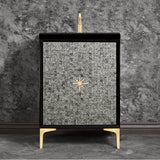 Linkasink - Mother of Pearl with 3'' Satin Brass Star Hardware, 24'' Wide Vanity, Black, 24'' x 22'' x 33.5'' (without vanity top) - Satin Brass