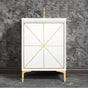 Linkasink - Divergence 24'' Wide White Vanity with Hand Applied Metal Leaf and Polished Brass Hardware, 24'' x 22'' x 33.5'' (without vanity top) - White with Polished Brass Hardware