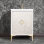Linkasink - Mother of Pearl 24'' Wide White Vanity with Polished Brass Arabesque Pull and Hardware, 24'' x 22'' x 33.5'' (without vanity top) - White with Polished Brass Hardware