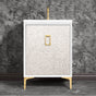 Linkasink - Mother of Pearl 24'' Wide White Vanity with Polished Brass Coach Pull and Hardware, 24'' x 22'' x 33.5'' (without vanity top) - White with Polished Brass Hardware