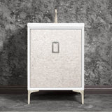 Linkasink - Mother of Pearl 24'' Wide White Vanity with Satin Nickel Coach Pull and Hardware, 24'' x 22'' x 33.5'' (without vanity top) - White with Satin Nickel Hardware