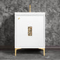 Linkasink - Frame 24'' Wide White Vanity with Polished Brass Coral Grate and Legs, 24'' x 22'' x 33.5'' (without vanity top) - White with Polished Brass Hardware