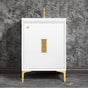 Linkasink - Frame 24'' Wide White Vanity with Polished Brass Louver Grate and Legs, 24'' x 22'' x 33.5'' (without vanity top) - White with Polished Brass Hardware