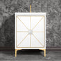 Linkasink - Divergence with 3'' Artisan Glass Prism, 24'' Wide Vanity, White, Polished Brass Hardware with White Glass, 24'' x 22'' x 33.5'' (without vanity top) - Polished Brass with White Glass