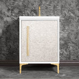 Linkasink - MOTHER OF PEARL with 18'' Artisan Glass Prism Hardware 24'' Wide Vanity, White, Polished Brass Hardware, 24'' x 22'' x 33.5'' (without vanity top) - Polished Brass with Eglomise Prism Glass