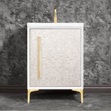 Linkasink - MOTHER OF PEARL with 18'' Artisan Glass Prism Hardware 24'' Wide Vanity, White, Satin Brass Hardware, 24'' x 22'' x 33.5'' (without vanity top) - Satin Brass with Eglomise Prism Glass