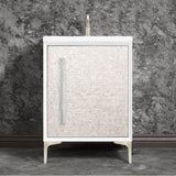 Linkasink - MOTHER OF PEARL with 18'' Artisan Glass Prism Hardware 24'' Wide Vanity, White, Satin Nickel Hardware, 24'' x 22'' x 33.5'' (without vanity top) - Satin Nickel with Ã‰glomisÃ© Prism Glass