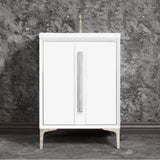 Linkasink - TUXEDO with 18'' Artisan Glass Prism Hardware 24'' Wide Vanity, White, Polished Nickel Hardware, 24'' x 22'' x 33.5'' (without vanity top) - Polished Nickel with Ã‰glomisÃ© Prism Glass