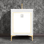 Linkasink - LINEA with 3'' Artisan Glass Prism Hardware 24'' Wide Vanity, White, Polished Brass Hardware, 24'' x 22'' x 33.5'' (without vanity top) - Polished Brass with White Prism Glass