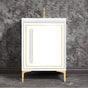 Linkasink - LINEA with 18'' Artisan Glass Prism Hardware 24'' Wide Vanity, White, Polished Brass Hardware, 24'' x 22'' x 33.5'' (without vanity top) - Polished Brass with White Prism Glass