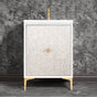 Linkasink - Mother of Pearl with 3'' Polished Brass Star Hardware, 24'' Wide Vanity, White, 24'' x 22'' x 33.5'' (without vanity top) - Polished Brass