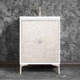 Linkasink - Mother of Pearl with 3'' Satin Nickel Star Hardware, 24'' Wide Vanity, White, 24'' x 22'' x 33.5'' (without vanity top) - Satin Nickel
