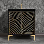 Linkasink - Lateen 30'' Wide Black Vanity with Hand Applied Metal Leaf and Polished Brass Hardware, 30'' x 22'' x 33.5'' (without vanity top) - Black with Polished Brass Hardware