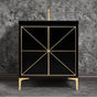 Linkasink - Divergence 30'' Wide Black Vanity with Hand Applied Metal Leaf and Polished Brass Hardware, 30'' x 22'' x 33.5'' (without vanity top) - Black with Polished Brass Hardware