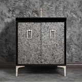 Linkasink - Mother of Pearl 30'' Wide Black Vanity with Polished Nickel Coach Pull and Hardware, 30'' x 22'' x 33.5'' (without vanity top) - Black with Polished Nickel Hardware