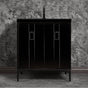 Linkasink - Tuxedo 30'' Wide Black Vanity with Satin Black Coach Pull and Hardware, 30'' x 22'' x 33.5'' (without vanity top) - Black with Black Hardware
