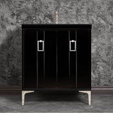 Linkasink - Tuxedo 30'' Wide Black Vanity with Polished Nickel Coach Pull and Hardware, 30'' x 22'' x 33.5'' (without vanity top) - Black with Polished Nickel Hardware